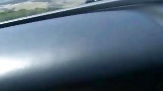 Gorgeous blonde teen rubs tits and pussy in car