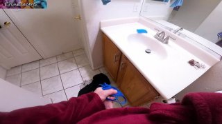 Stepmom gets creampie in bathroom - big ass milf caught stealing panties